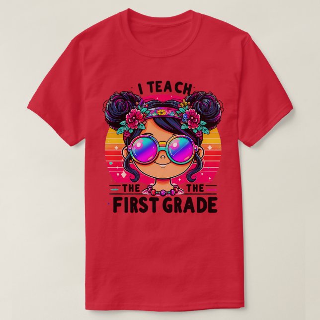 Kids Messy Bun First Grade First Day Girls Toddler T-Shirt (Design Front)