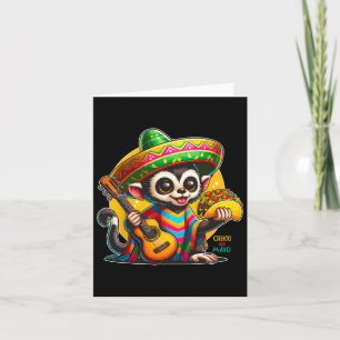 Kids Mexican Monkey With Sombrero And Poncho Cinco Card