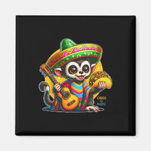 Kids Mexican Monkey With Sombrero And Poncho Cinco Magnet