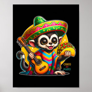 Kids Mexican Monkey With Sombrero And Poncho Cinco Poster