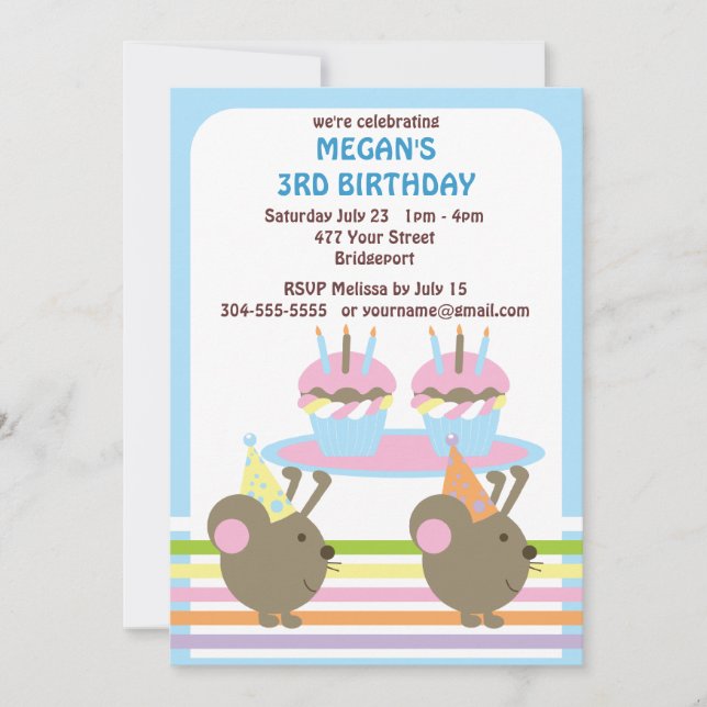 Kids Mice Birthday Invitation (Front)