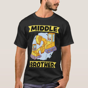 Kids Middle Brother 2023 Digger Excavator Dredger T-Shirt