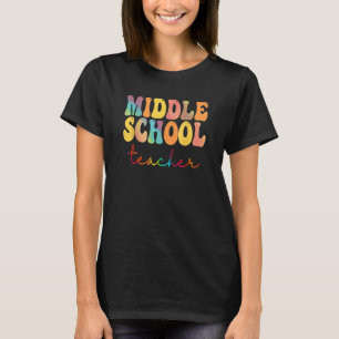 Kids Middle School Teacher Retro Groovy Happy Firs T-Shirt