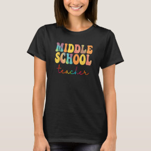 Kids Middle School Teacher Retro Groovy Happy Firs T-Shirt