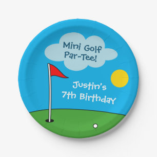 Kid's mini golf miniature golfing Birthday party Paper Plate