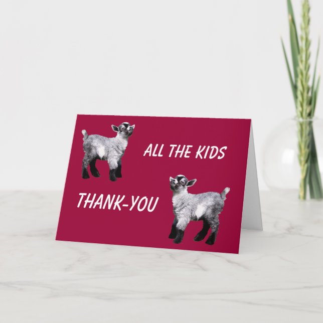 Kids Miniature Goat Thank-you Card (Front)