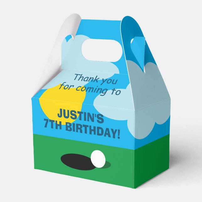 Kid's miniature golf Birthday party custom Favour Box (Front Side)