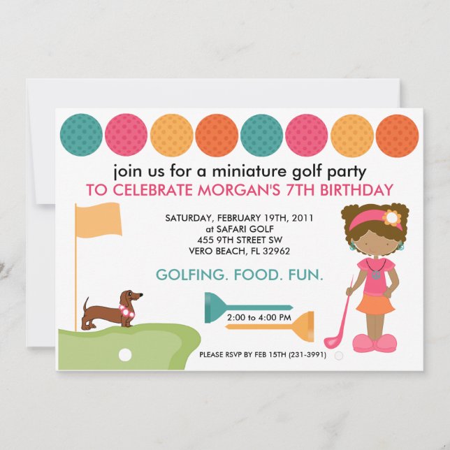 Kids' Miniature Golf Birthday Party Invitations (Front)