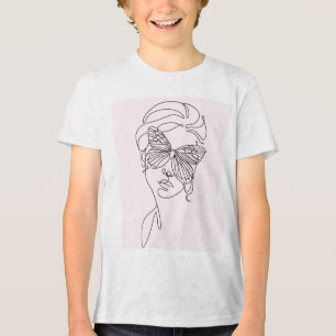 kids minimalist butterfly face art t shirt