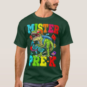 Kids Mister Pre-K Dude Monster Truck Dinosaur Boys T-Shirt