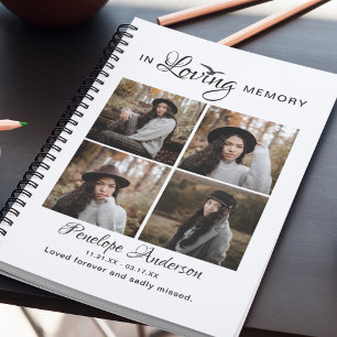 Kids Modern 4 Photo Collage Funeral Guest Notebook
