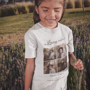 Kids Modern 4 Photo Collage Funeral T-Shirt