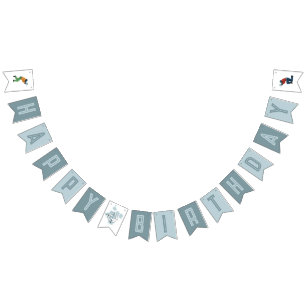 Kids Modern Blue Paintball Boys Birthday Bunting