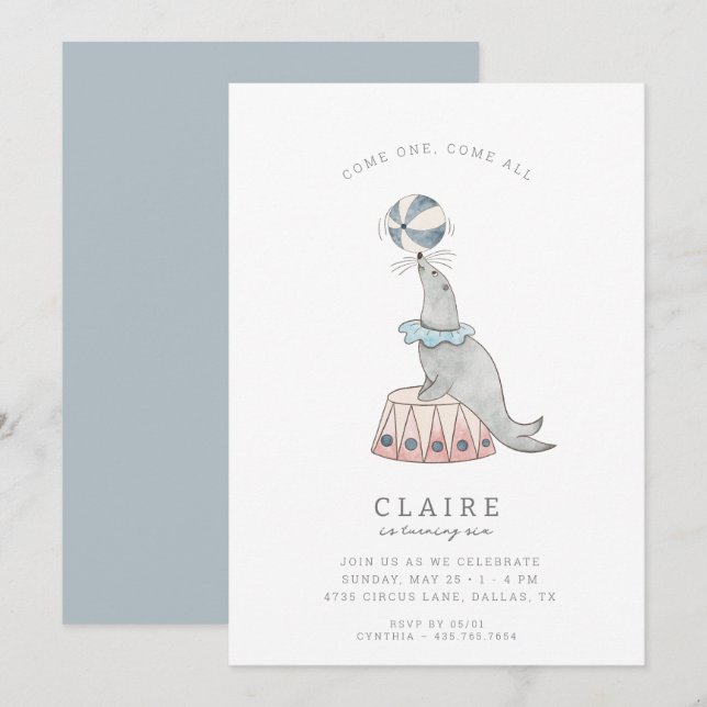 Kids' Modern Circus | Girls Birthday Party Invitation (Front/Back)