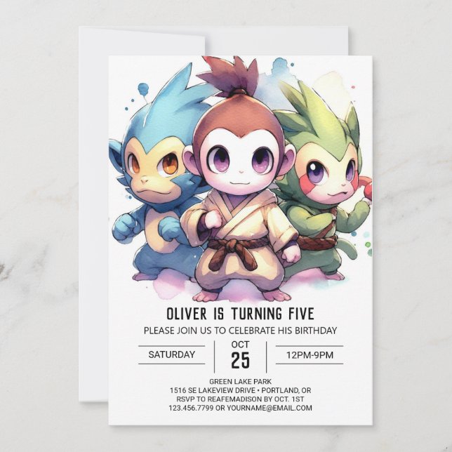 Kids Monkey Birthday Invitation (Front)