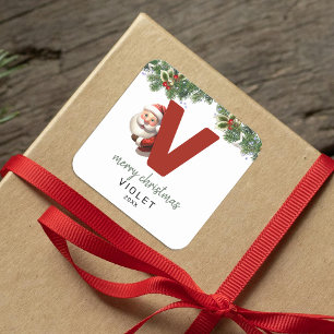 Kids Monogram Christmas Square Sticker