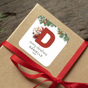 Kids Monogram Christmas Square Sticker