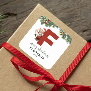Kids Monogram Christmas Square Sticker