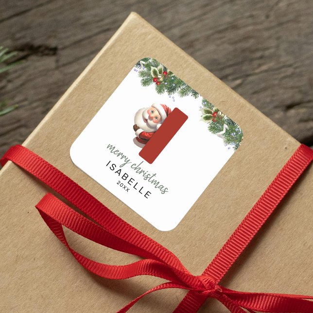 Kids Monogram Christmas Square Sticker (Creator Uploaded)