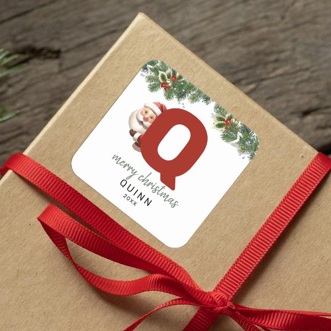 Kids Monogram Christmas Square Sticker (Creator Uploaded)