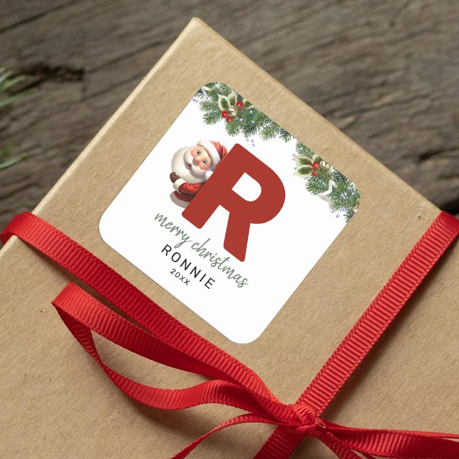 Kids Monogram Christmas Square Sticker (Creator Uploaded)