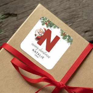 Kids Monogram Christmas Square Sticker