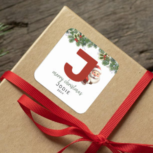 Kids Monogram Christmas Square Sticker