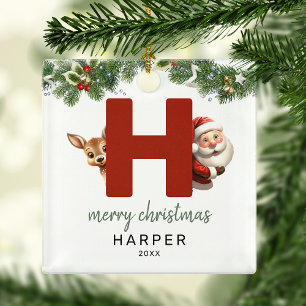 Kids Monogram Christmas Tree  Metal Tree Decoration