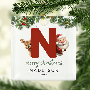Kids Monogram Christmas Tree  Metal Tree Decoration