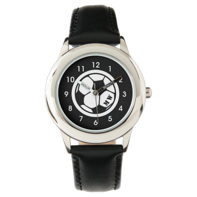 Kid's Monogram Soccer Watch Black (Front)