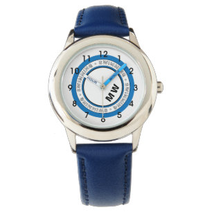 Kid's Monogram Swimming Text Circle Watch