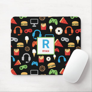Kids Monogrammed Video Game Party Pattern Gamer Mouse Mat