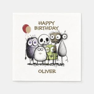 Kids Monster Birthday Napkin