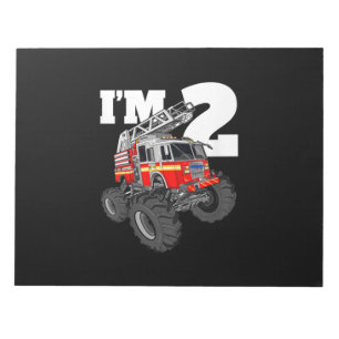 Kids Monster Fire Truck 2nd Birthday Boy 2 Toddler Notepad