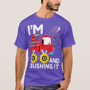 Kids Monster Fire Truck 6th Birthday Toddler Firef T-Shirt