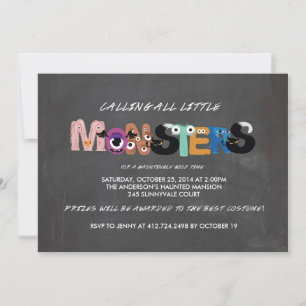 Kids Monster Halloween Party Invitation