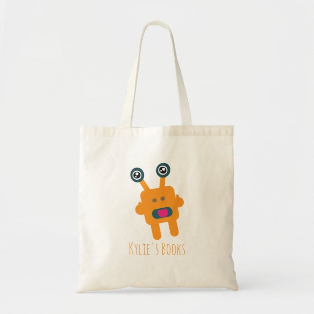 Kids Monster Orange Library Book  Tote Bag (Front)