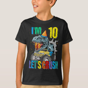 Kids Monster Truck 10 Year Old Tee 10th Birthday B