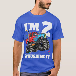 Kids Monster Truck 2nd Birthday Boy 2 Two Year Old T-Shirt