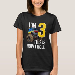 Kids Monster Truck 3rd Birthday 3 year Old Birthda T-Shirt