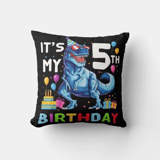 Kids Monster Truck 5 Year Old  5th Birthday Boy Mo Cushion (Front)