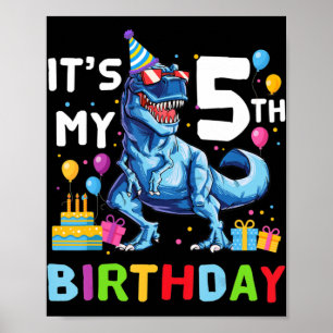 Kids Monster Truck 5th Birthday Boy 5 Five Year Ol Poster