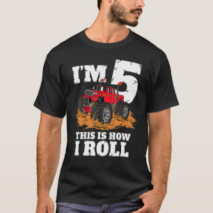 Kids Monster Truck 5th Birthday Boy 5 Year Old  Te T-Shirt