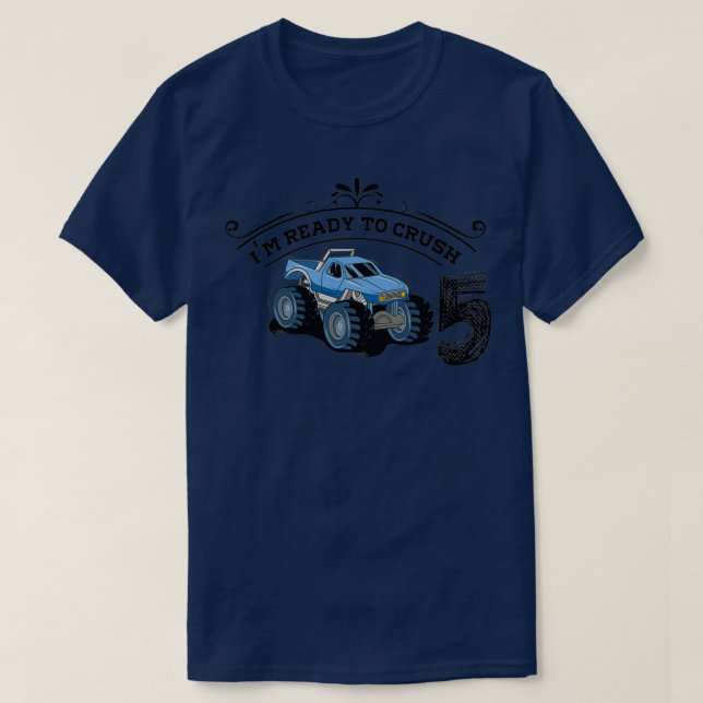 Kids Monster Truck 5th Birthday Funny funny gift T-Shirt (Design Front)