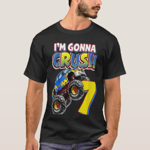 Kids Monster Truck 7th Birthday 7 year Old Birthda T-Shirt