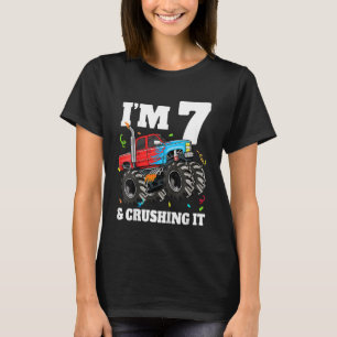 Kids Monster Truck 7th Birthday Boy 7 Seven Year O T-Shirt
