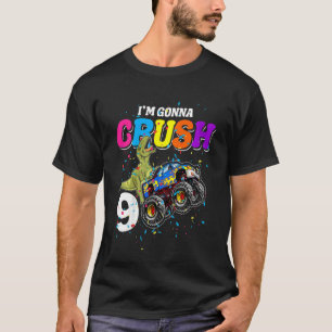 Kids Monster Truck 9th Birthday 9 year Old Birthda T-Shirt