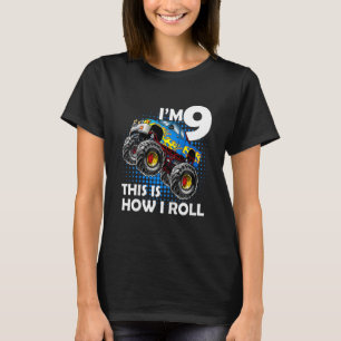 Kids Monster Truck 9th Birthday 9 year Olds Birthd T-Shirt