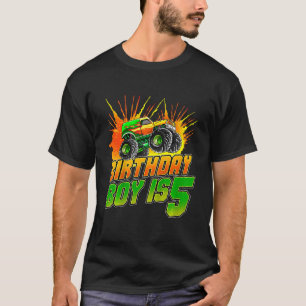 Kids Monster Truck Birthday Boy Is 5 Kids 5th Birt T-Shirt