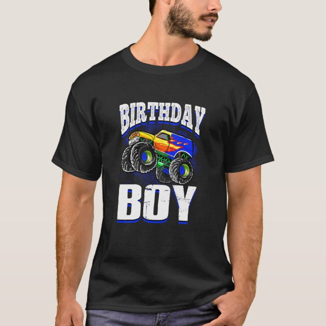 Kids Monster Truck Birthday Boy Kids Monster Truck T-Shirt (Front)